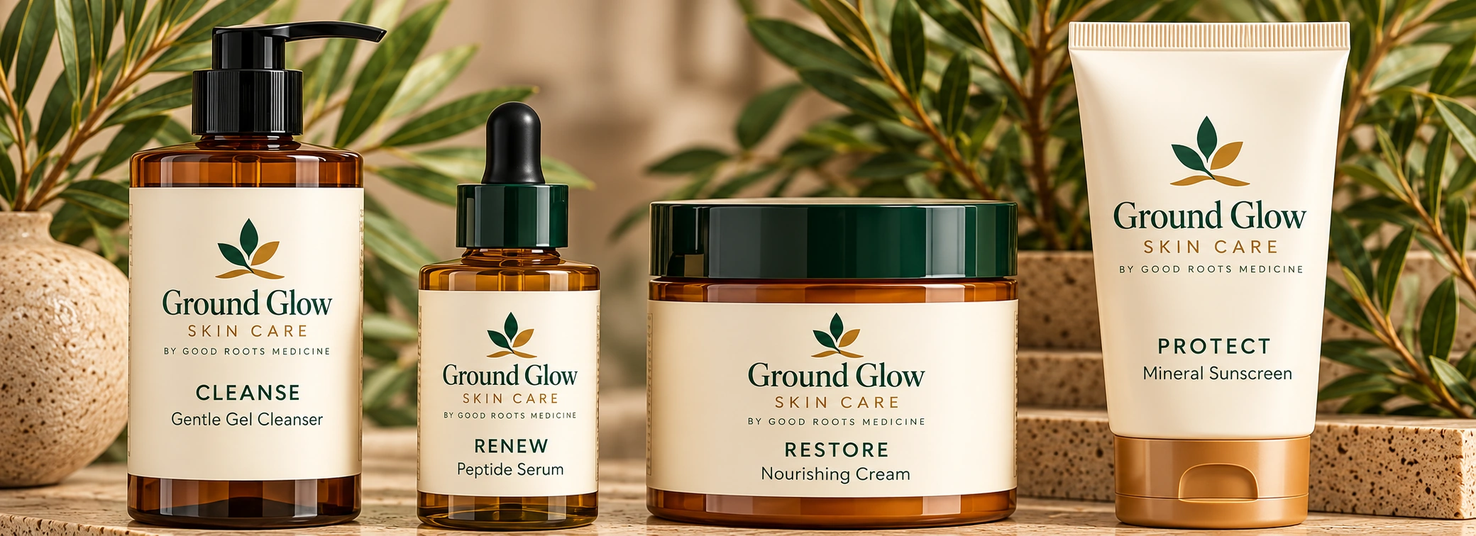 Concept packaging for Ground Glow Skin Care by Good Roots Medicine