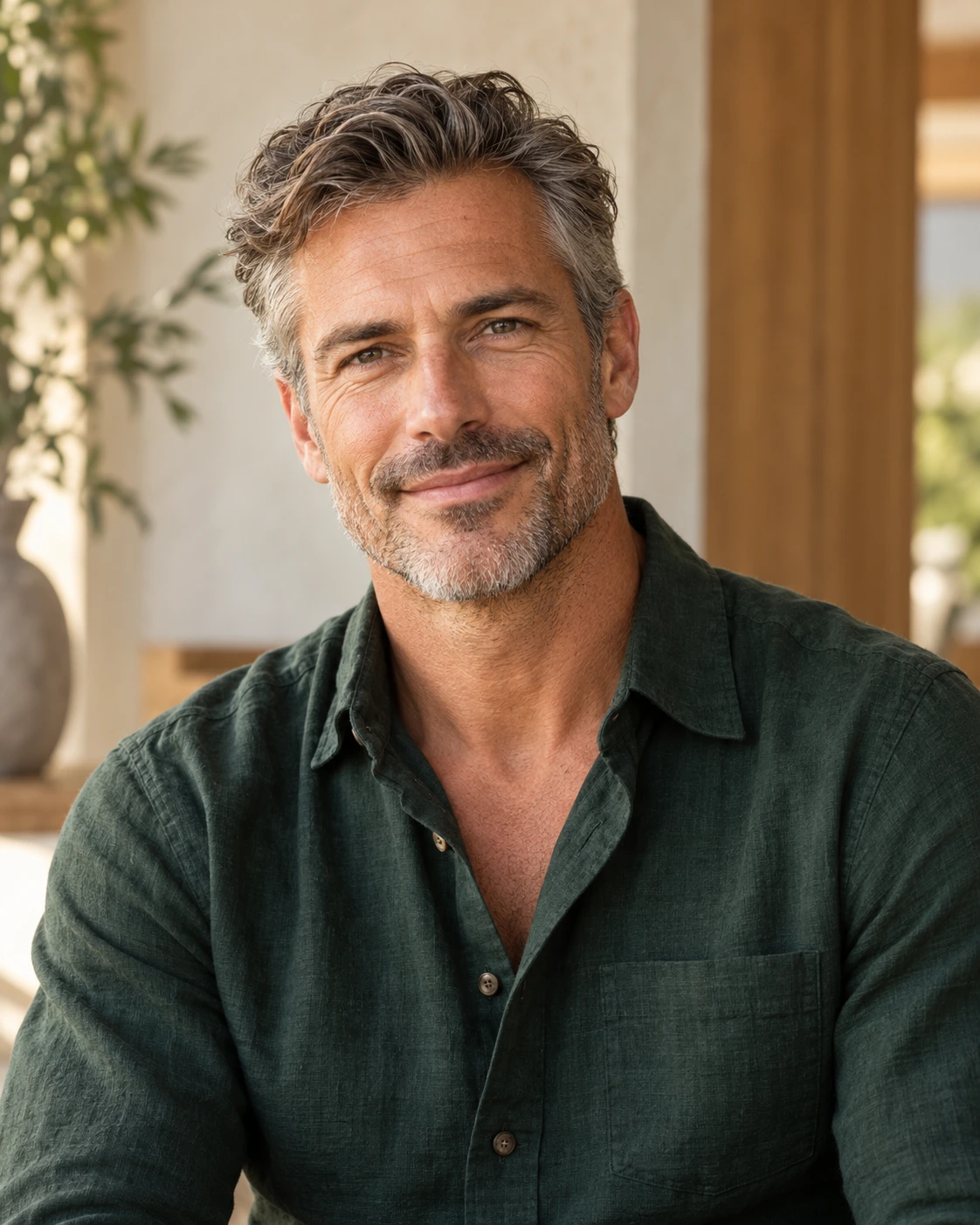 A man in his early fifties with salt-and-pepper hair and a relaxed smile